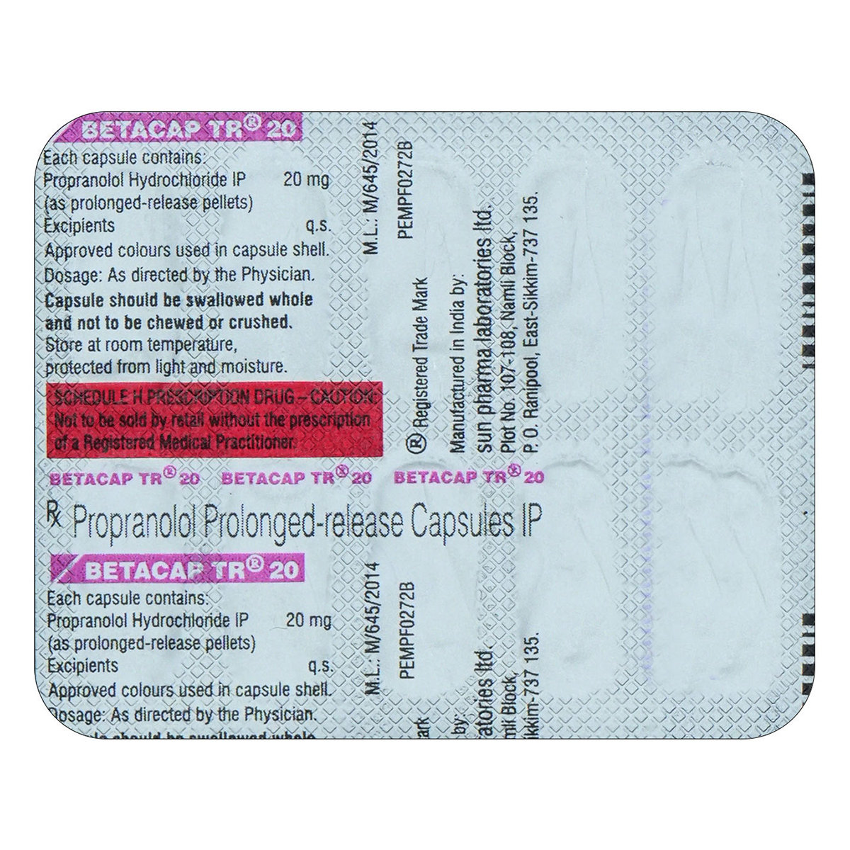 Betacap TR 20 Capsule 10's, Pack of 10 CAPSULES Betacap TR 20 Capsule 10's, Pack of 10 CAPSULES