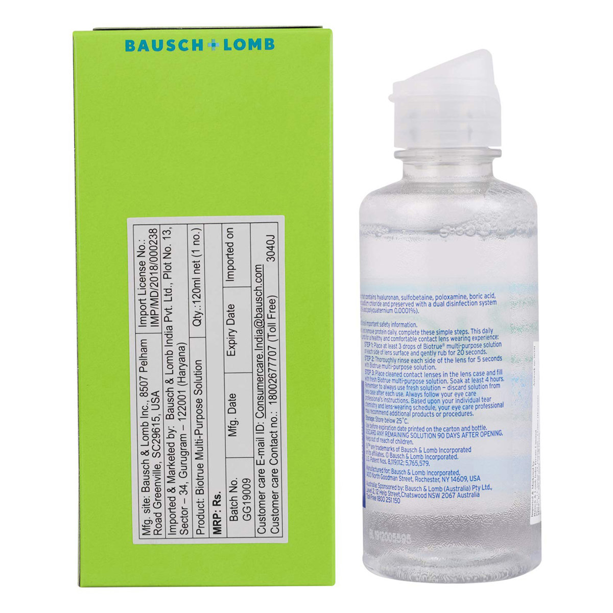 Bio True Multi-Purpose Solution 120 ml | Multi Purposes Contact Solution | For Soft Contact lenses, Pack of 1 Bio True Multi-Purpose Solution 120 ml | Multi Purposes Contact Solution | For Soft Contact lenses, Pack of 1