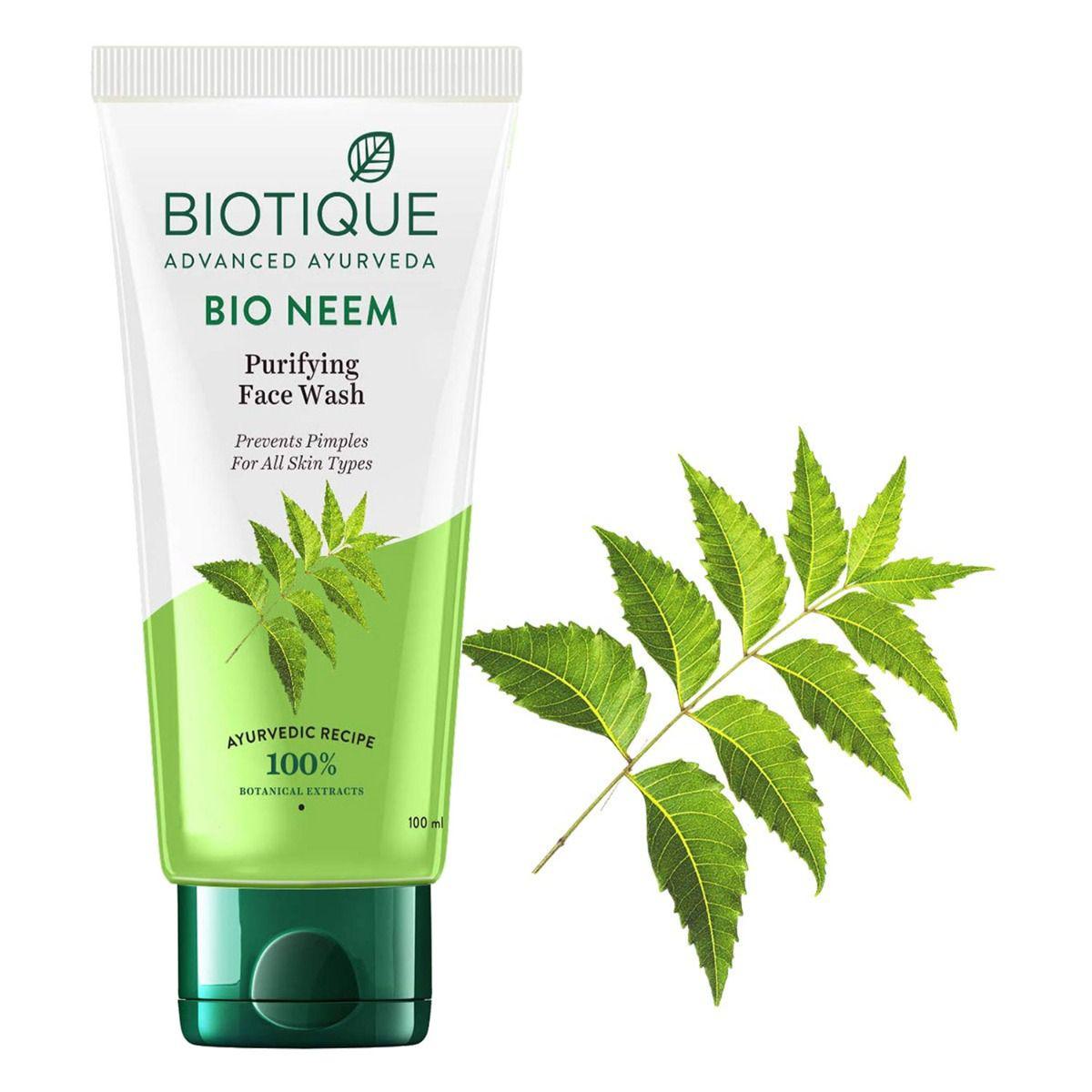 Biotique Bio Neem Purifying Face Wash 100 ml | Prevents Pimple | 100% Botanical Extract | For All Skin Type, Pack of 1 Biotique Bio Neem Purifying Face Wash 100 ml | Prevents Pimple | 100% Botanical Extract | For All Skin Type, Pack of 1