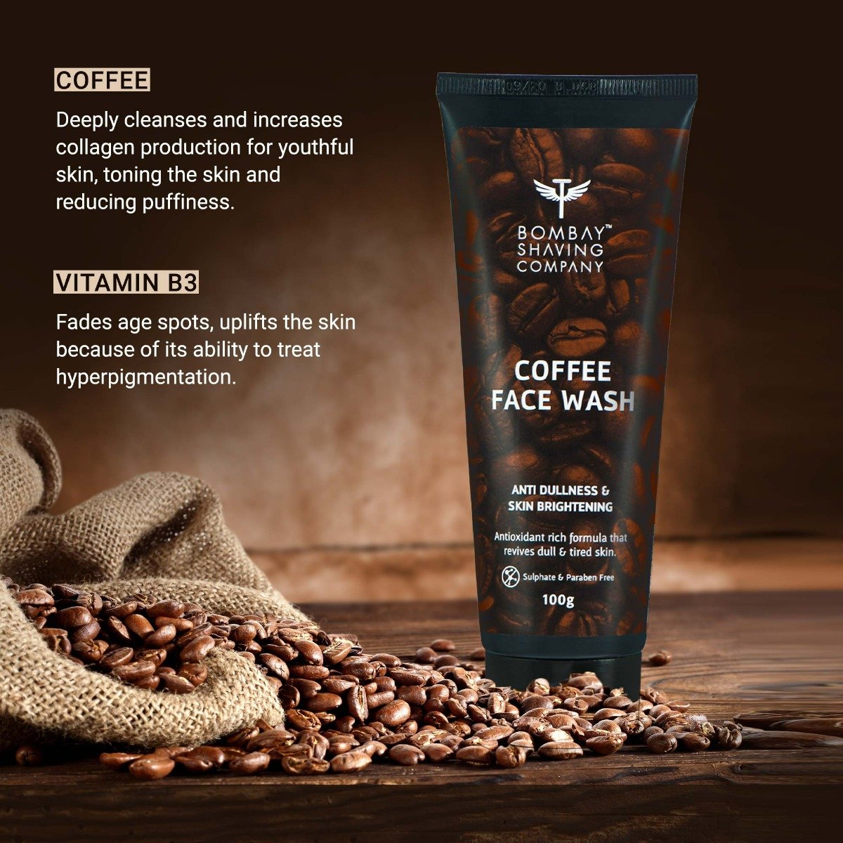 Bombay Shaving Company Coffee Face Wash 100 gm | Coffee Extract | Revives Dull & Tired Skin | Lightens Age Spots & Tanning | Brightens & Hydrates Skin | For All Skin Type, Pack of 1 Bombay Shaving Company Coffee Face Wash 100 gm | Coffee Extract | Revives Dull & Tired Skin | Lightens Age Spots & Tanning | Brightens & Hydrates Skin | For All Skin Type, Pack of 1
