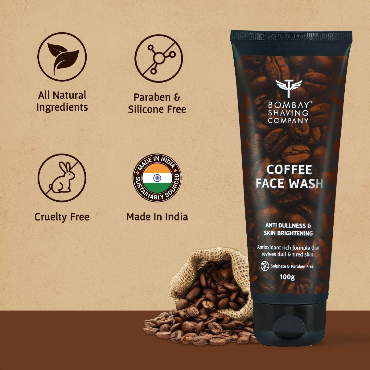 Bombay Shaving Company Coffee Face Wash 100 gm | Coffee Extract | Revives Dull & Tired Skin | Lightens Age Spots & Tanning | Brightens & Hydrates Skin | For All Skin Type, Pack of 1 Bombay Shaving Company Coffee Face Wash 100 gm | Coffee Extract | Revives Dull & Tired Skin | Lightens Age Spots & Tanning | Brightens & Hydrates Skin | For All Skin Type, Pack of 1