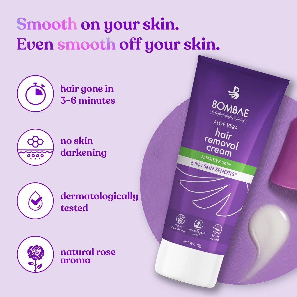 Bombae Aloevera Hair Removal Cream 30G, Pack of 1 Bombae Aloevera Hair Removal Cream 30G, Pack of 1