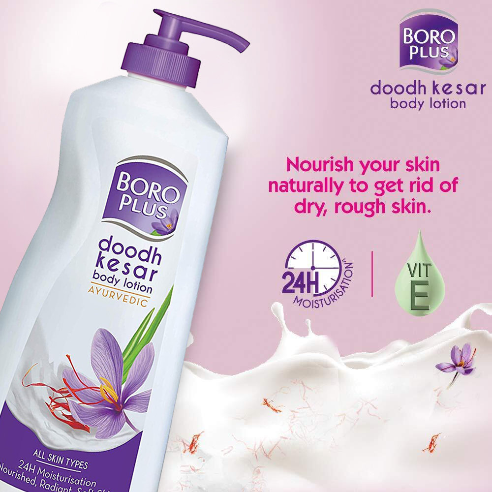 BoroPlus Doodh Kesar Body Lotion 400 ml | Milk, Pure Kashmiri Kesar & Vitamin E | Long Lasting 24 Hr Moisturization | Gives Nourishes, Soft Glowing Skin | For All Skin Type, Pack of 1 BoroPlus Doodh Kesar Body Lotion 400 ml | Milk, Pure Kashmiri Kesar & Vitamin E | Long Lasting 24 Hr Moisturization | Gives Nourishes, Soft Glowing Skin | For All Skin Type, Pack of 1