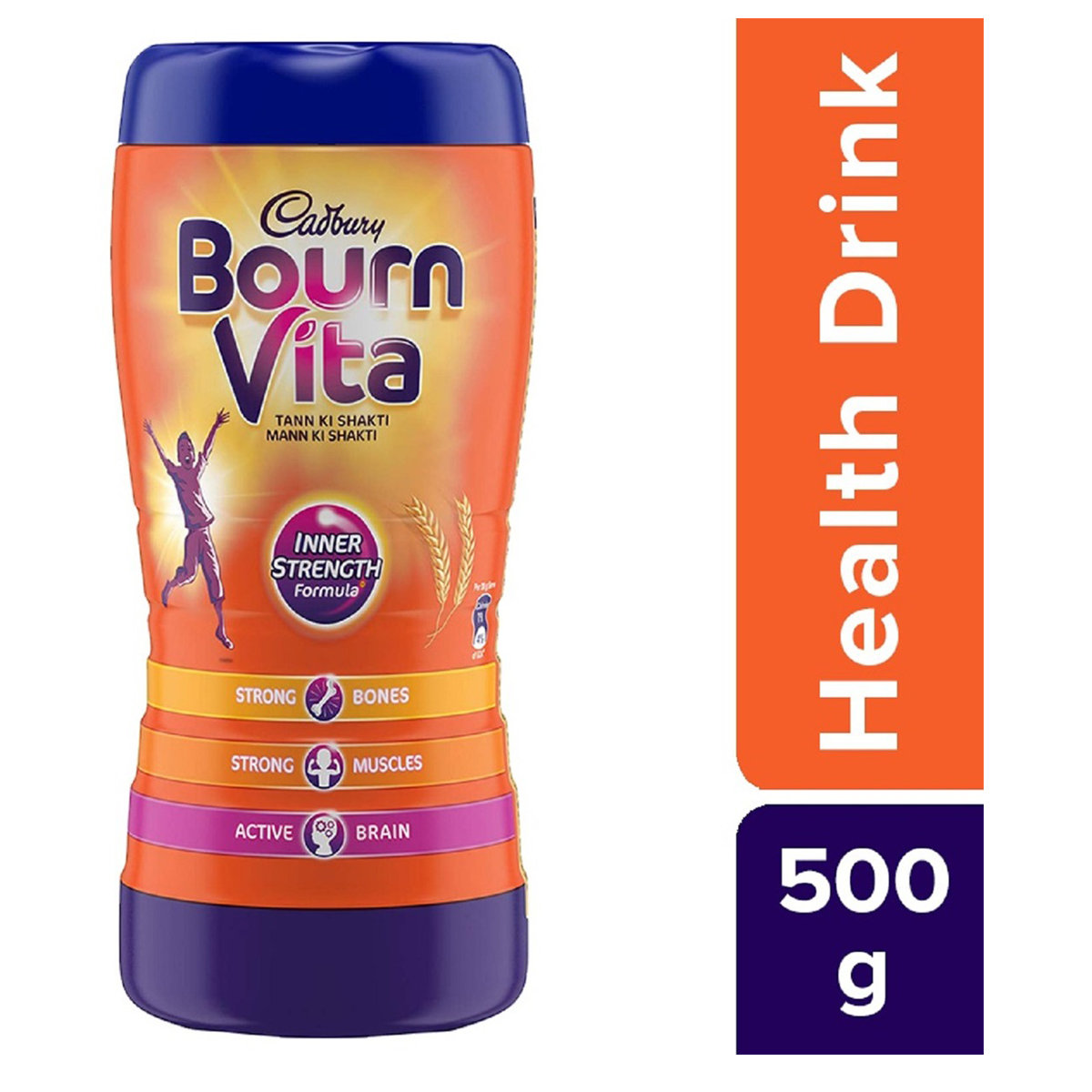 Cadbury Bournvita Nutrition Powder 500 gm Jar | Inner Strength Formula | For Strong Bones, Muscle & Active Brain | Nutritional Drink For Kids, Pack of 1 Cadbury Bournvita Nutrition Powder 500 gm Jar | Inner Strength Formula | For Strong Bones, Muscle & Active Brain | Nutritional Drink For Kids, Pack of 1