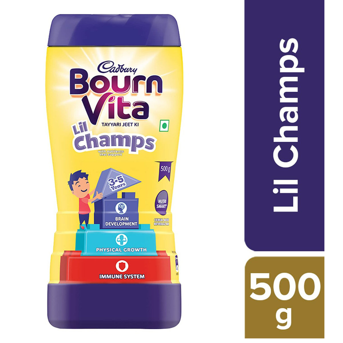Cadbury Bournvita Lil Champs Nutrition Powder for 3 to 5 Years Kids, 500 gm Jar, Pack of 1 Cadbury Bournvita Lil Champs Nutrition Powder for 3 to 5 Years Kids, 500 gm Jar, Pack of 1