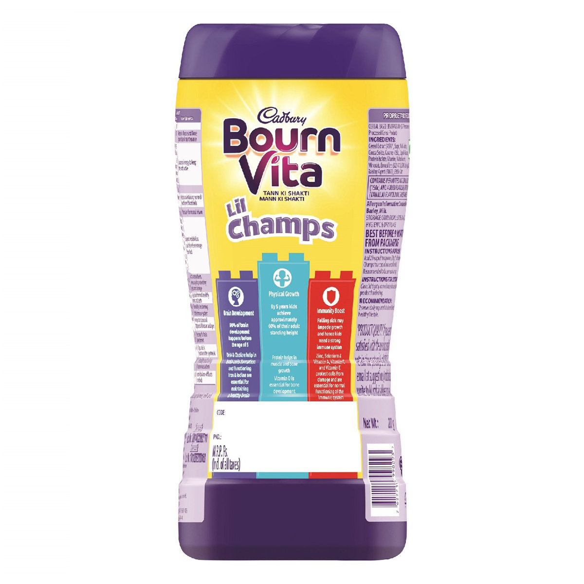 Cadbury Bournvita Lil Champs Nutrition Powder for 2 to 5 Years Kids, 200 gm Jar, Pack of 1 Cadbury Bournvita Lil Champs Nutrition Powder for 2 to 5 Years Kids, 200 gm Jar, Pack of 1