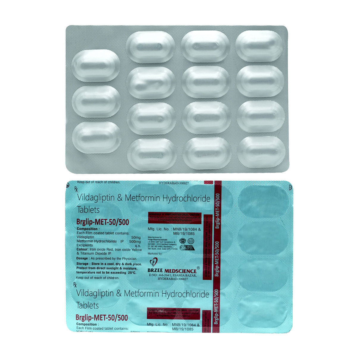 Brglip-Met 50/500 Tablet 15's, Pack of 15 TABLETS Brglip-Met 50/500 Tablet 15's, Pack of 15 TABLETS