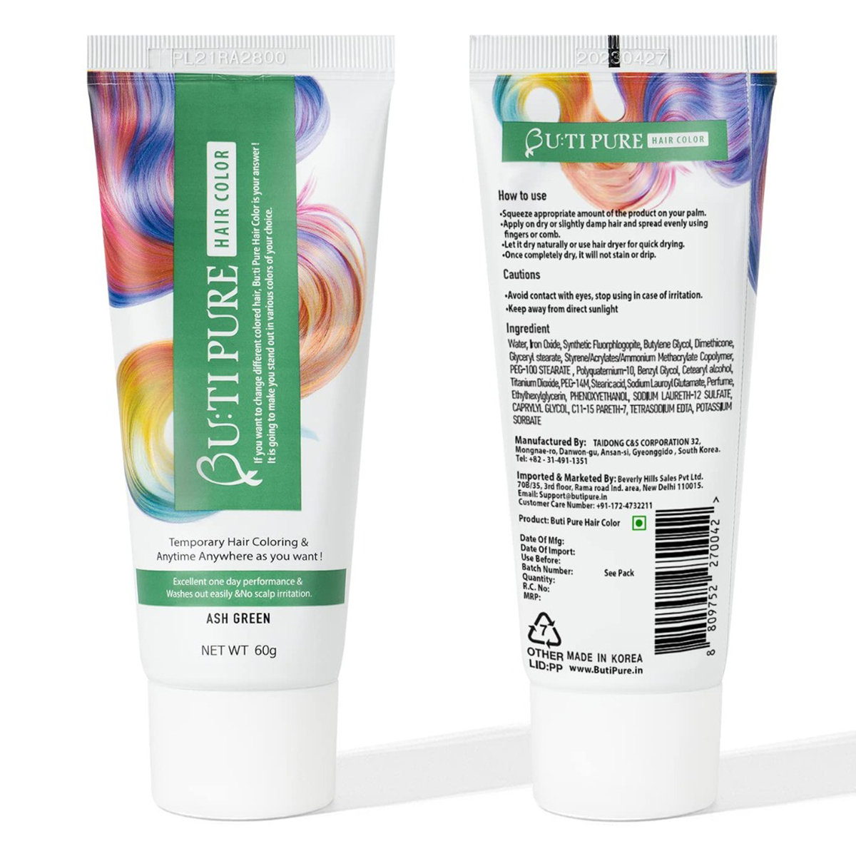 Butipure Ash Green Hair Colour, 60 gm, Pack of 1 Butipure Ash Green Hair Colour, 60 gm, Pack of 1