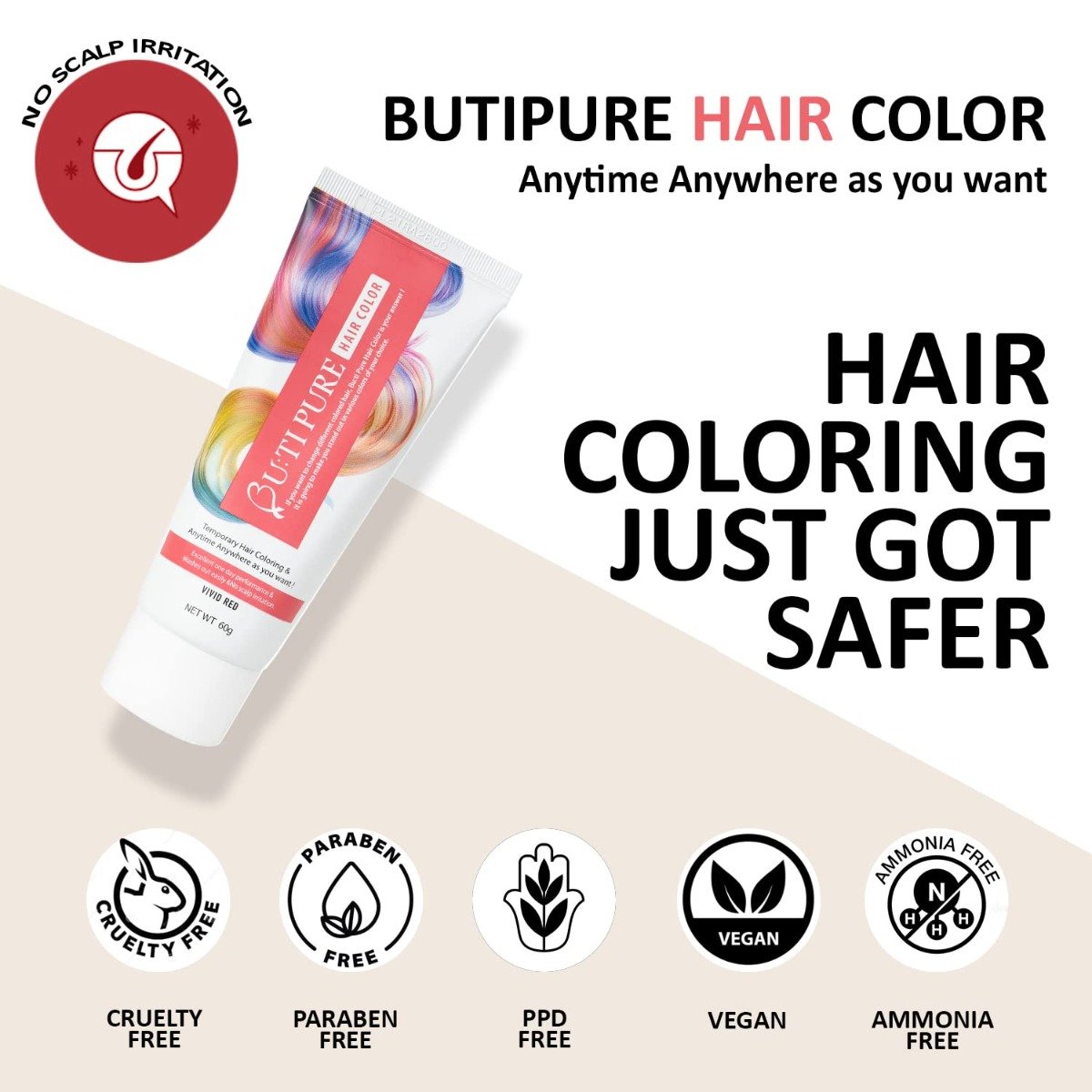 Butipure Vivid Red Hair Colour, 60 gm, Pack of 1 Butipure Vivid Red Hair Colour, 60 gm, Pack of 1