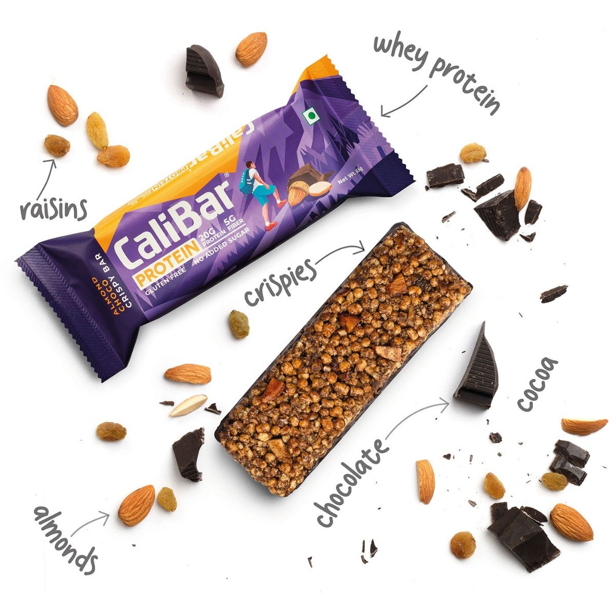 Calibar Protein Almond Choco Crispy Bar, 65 gm, Pack of 1 Calibar Protein Almond Choco Crispy Bar, 65 gm, Pack of 1