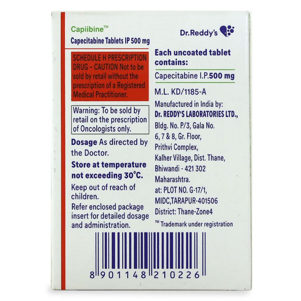 Capibine 500 mg Tablet 10's, Pack of 10 TabletS Capibine 500 mg Tablet 10's, Pack of 10 TabletS