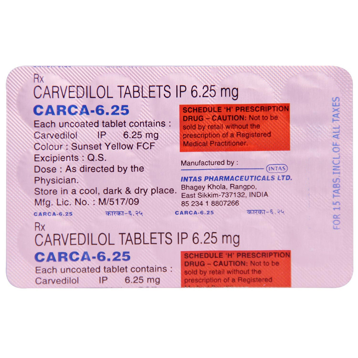 Carca-6.25 Tablet 15's, Pack of 15 TABLETS Carca-6.25 Tablet 15's, Pack of 15 TABLETS