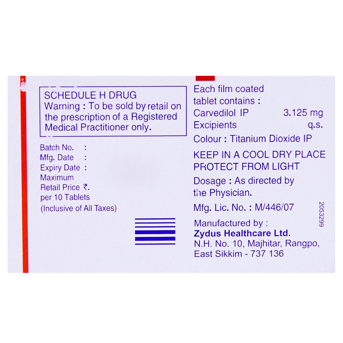 Carvil 3.125 Tablet 10's, Pack of 10 TABLETS Carvil 3.125 Tablet 10's, Pack of 10 TABLETS