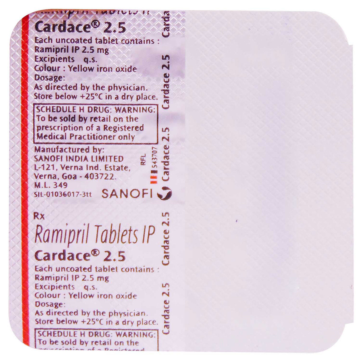 Cardace 2.5 mg Tablet 15's, Pack of 15 TABLETS Cardace 2.5 mg Tablet 15's, Pack of 15 TABLETS