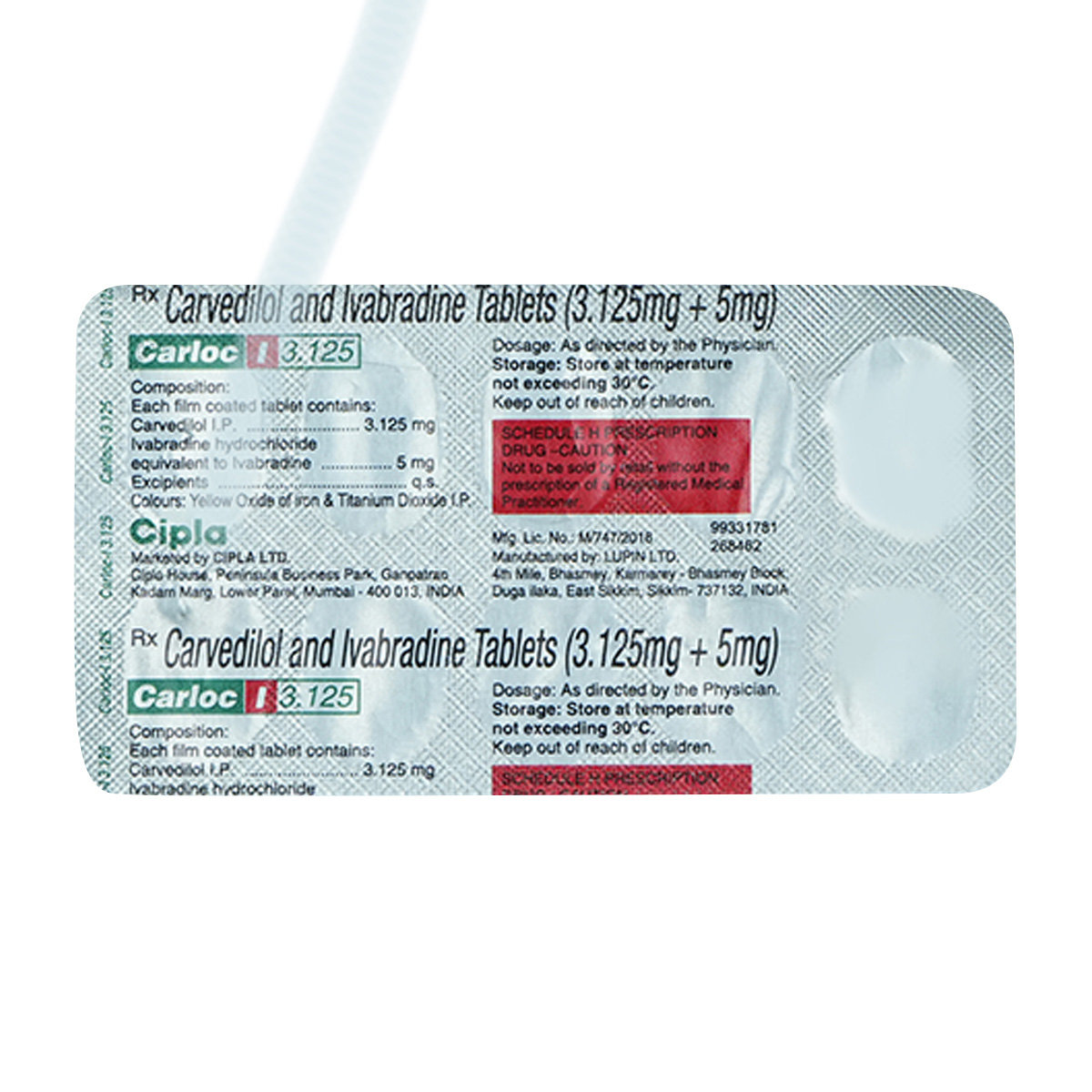 Carloc I 3.125 Tablet 10's, Pack of 10 TABLETS Carloc I 3.125 Tablet 10's, Pack of 10 TABLETS