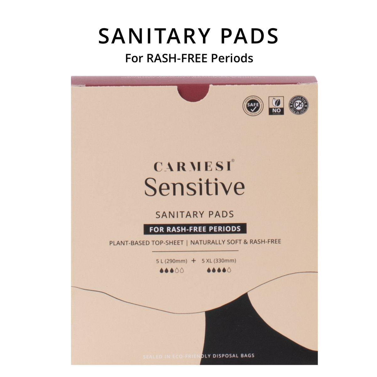 Carmesi Sensitive Sanitary Pads Large 5 + XL 5, 10 Count, Pack of 1 Carmesi Sensitive Sanitary Pads Large 5 + XL 5, 10 Count, Pack of 1