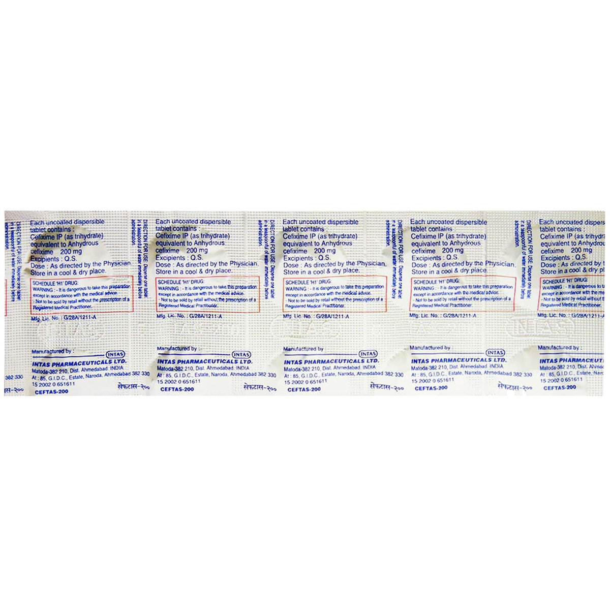 Ceftas-200 Tablet 10's, Pack of 10 TABLETS Ceftas-200 Tablet 10's, Pack of 10 TABLETS