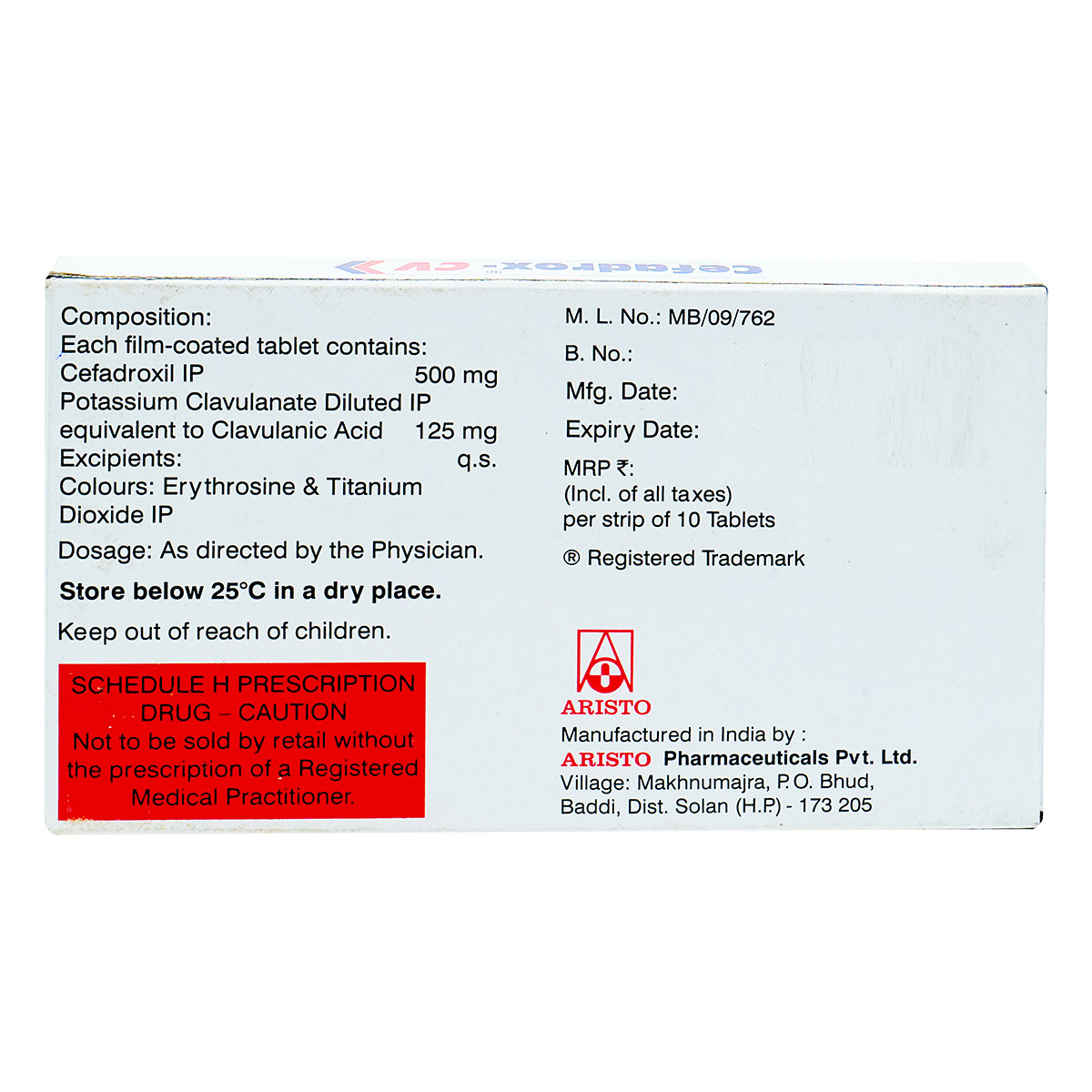 Cefadrox CV 500 Tablet 10's, Pack of 10 TabletS Cefadrox CV 500 Tablet 10's, Pack of 10 TabletS