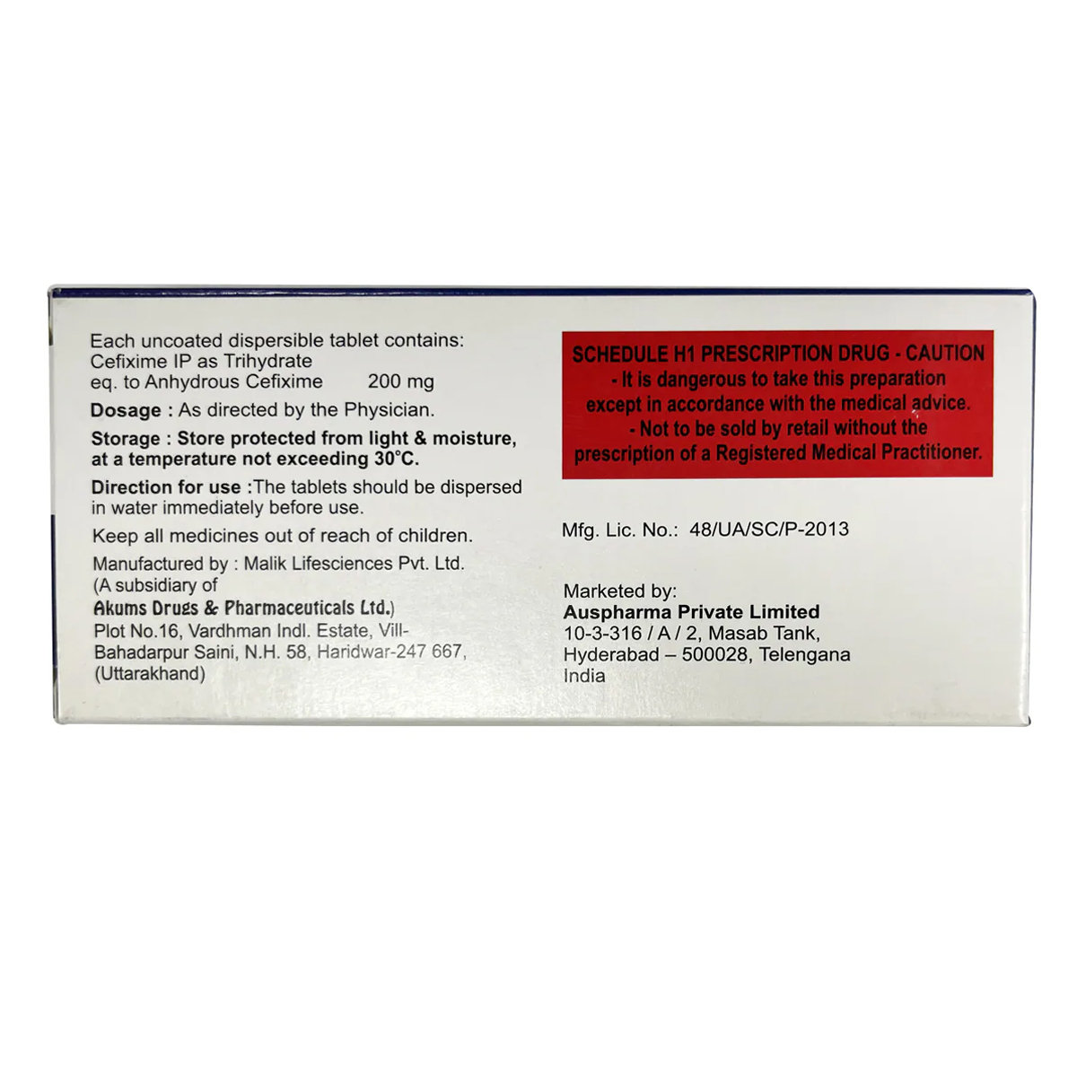 Cef 200 DT Tablet 10's, Pack of 10 TabletS Cef 200 DT Tablet 10's, Pack of 10 TabletS