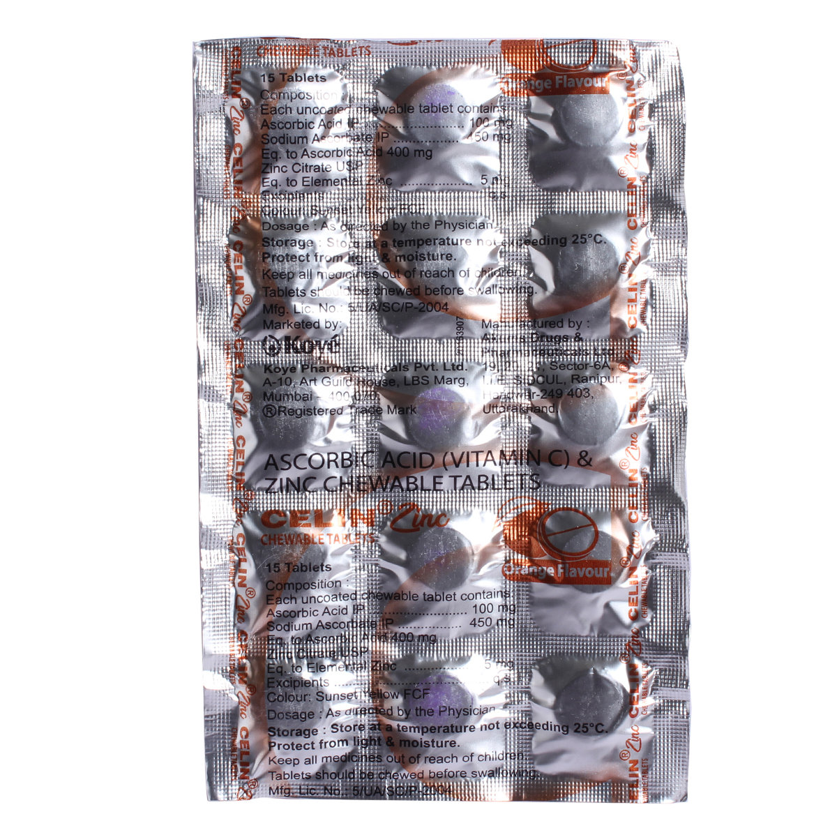 Celin Zinc Orange Flavour Chewable Tablet 15's, Pack of 15 TabletS Celin Zinc Orange Flavour Chewable Tablet 15's, Pack of 15 TabletS