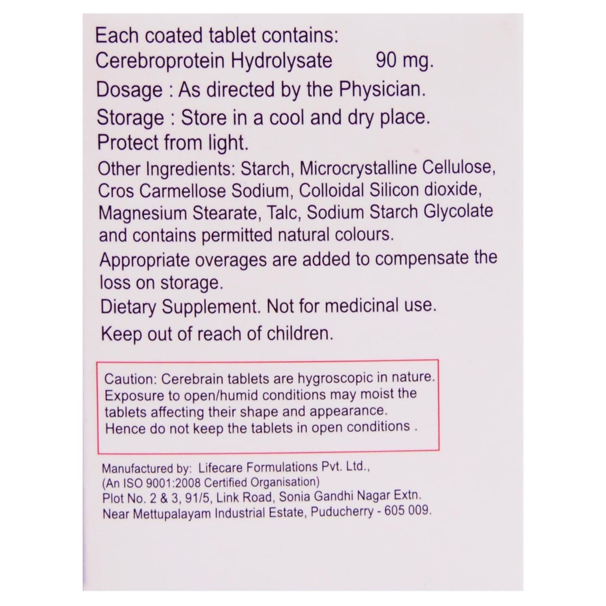 CEREBRAIN TABLET 10'S , Pack of 10 TabletS CEREBRAIN TABLET 10'S , Pack of 10 TabletS
