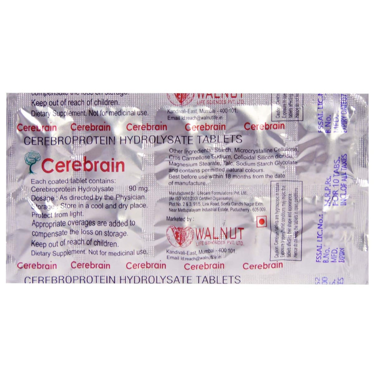 CEREBRAIN TABLET 10'S , Pack of 10 TabletS CEREBRAIN TABLET 10'S , Pack of 10 TabletS