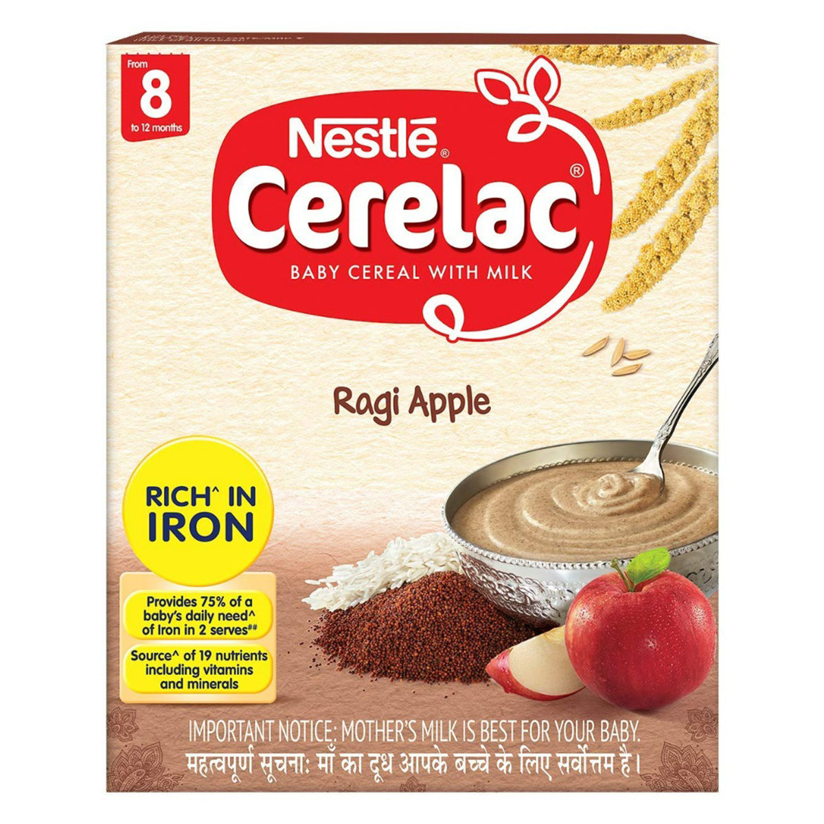Nestle Cerelac Baby Cereal with Milk Ragi Apple Powder, 300 gm Refill Pack, Pack of 1 Nestle Cerelac Baby Cereal with Milk Ragi Apple Powder, 300 gm Refill Pack, Pack of 1