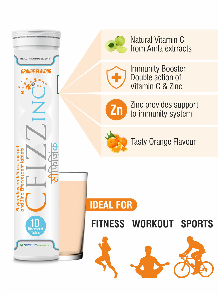 Cfizzinc Orange Flavour Effervescent Tablets 10's, Pack of 10 Cfizzinc Orange Flavour Effervescent Tablets 10's, Pack of 10