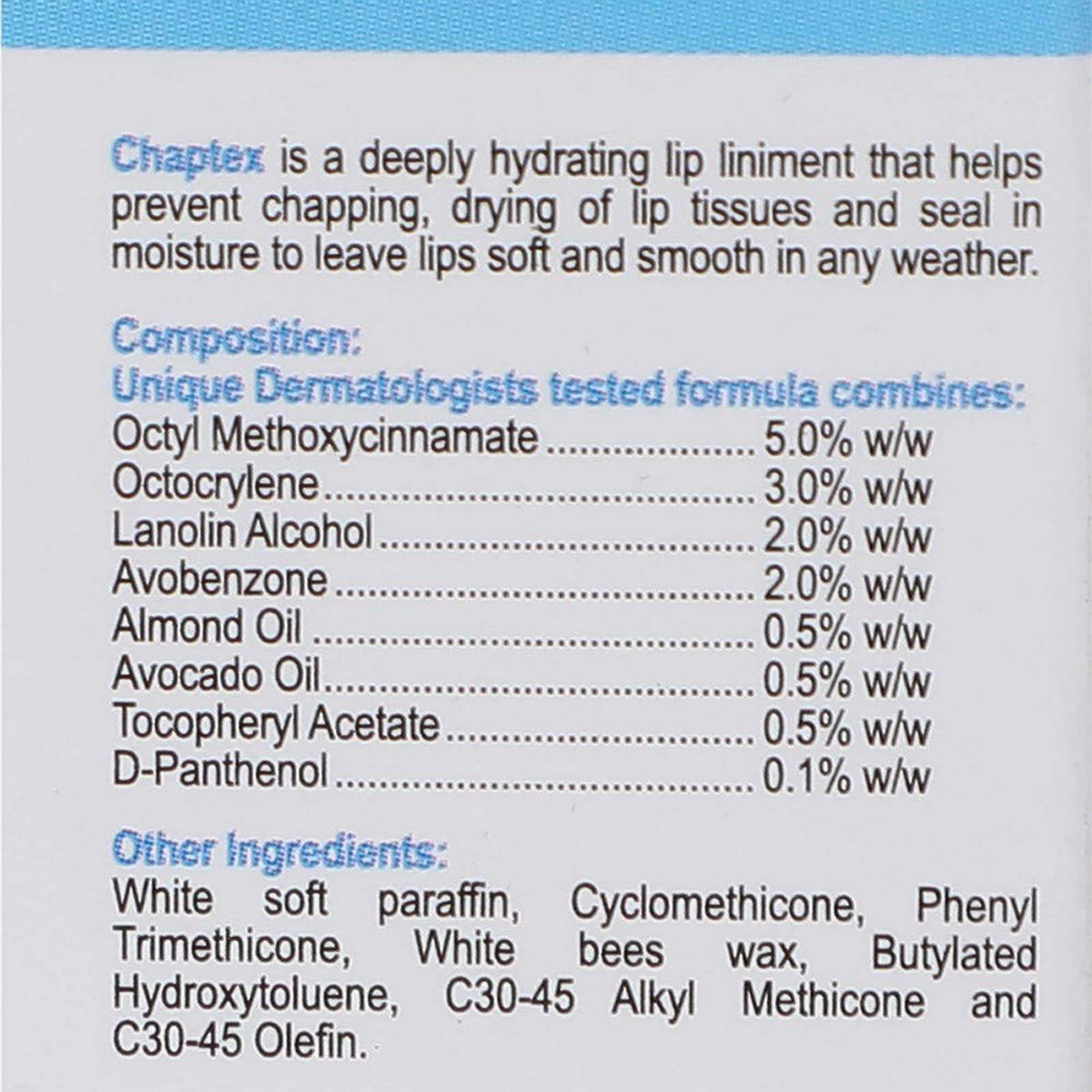 Chaptex Dermotologist Tested Lip Care SPF 15, 10 gm, Pack of 1 Chaptex Dermotologist Tested Lip Care SPF 15, 10 gm, Pack of 1