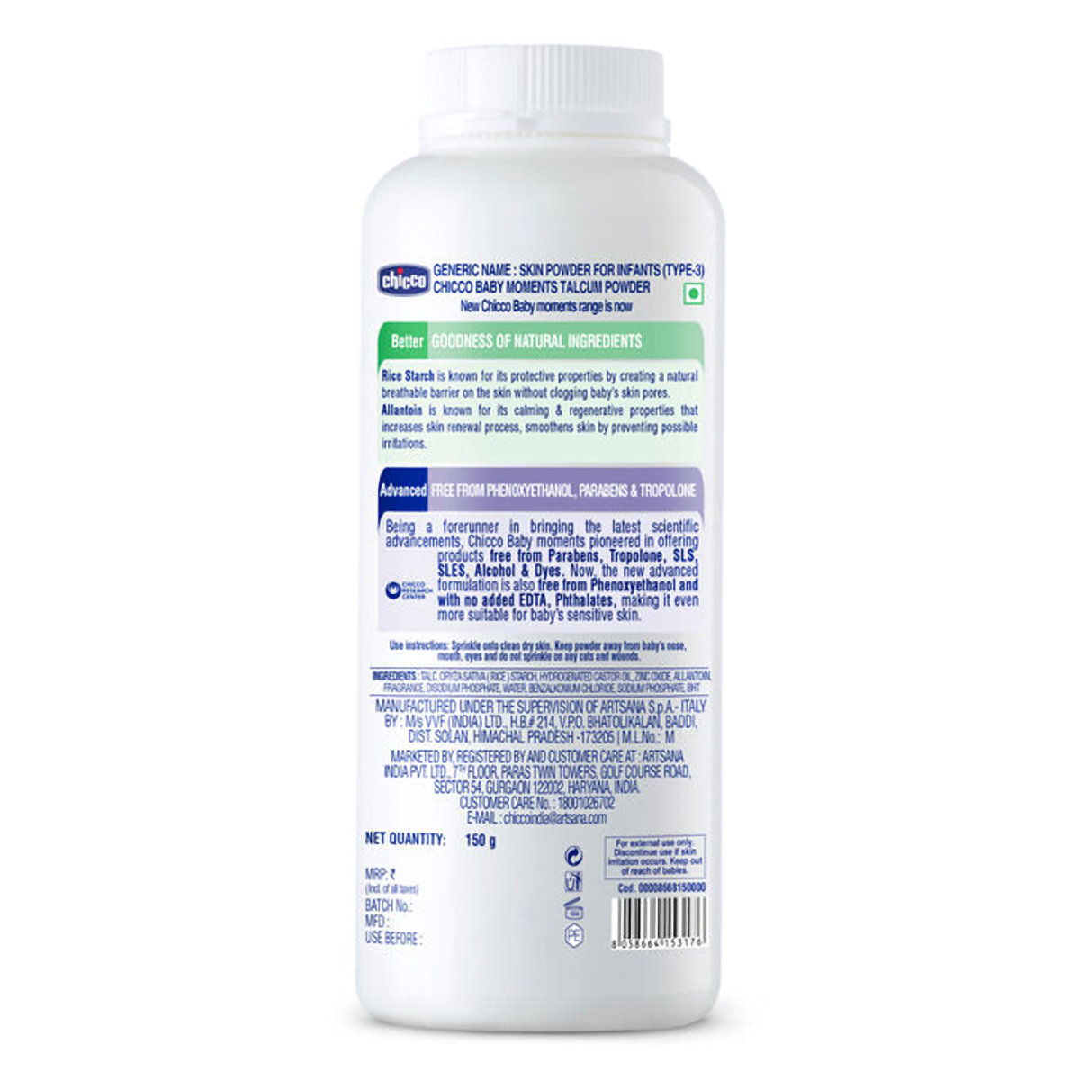 Chicco Baby Moments Talcum Powder, 150 gm, Pack of 1 Chicco Baby Moments Talcum Powder, 150 gm, Pack of 1