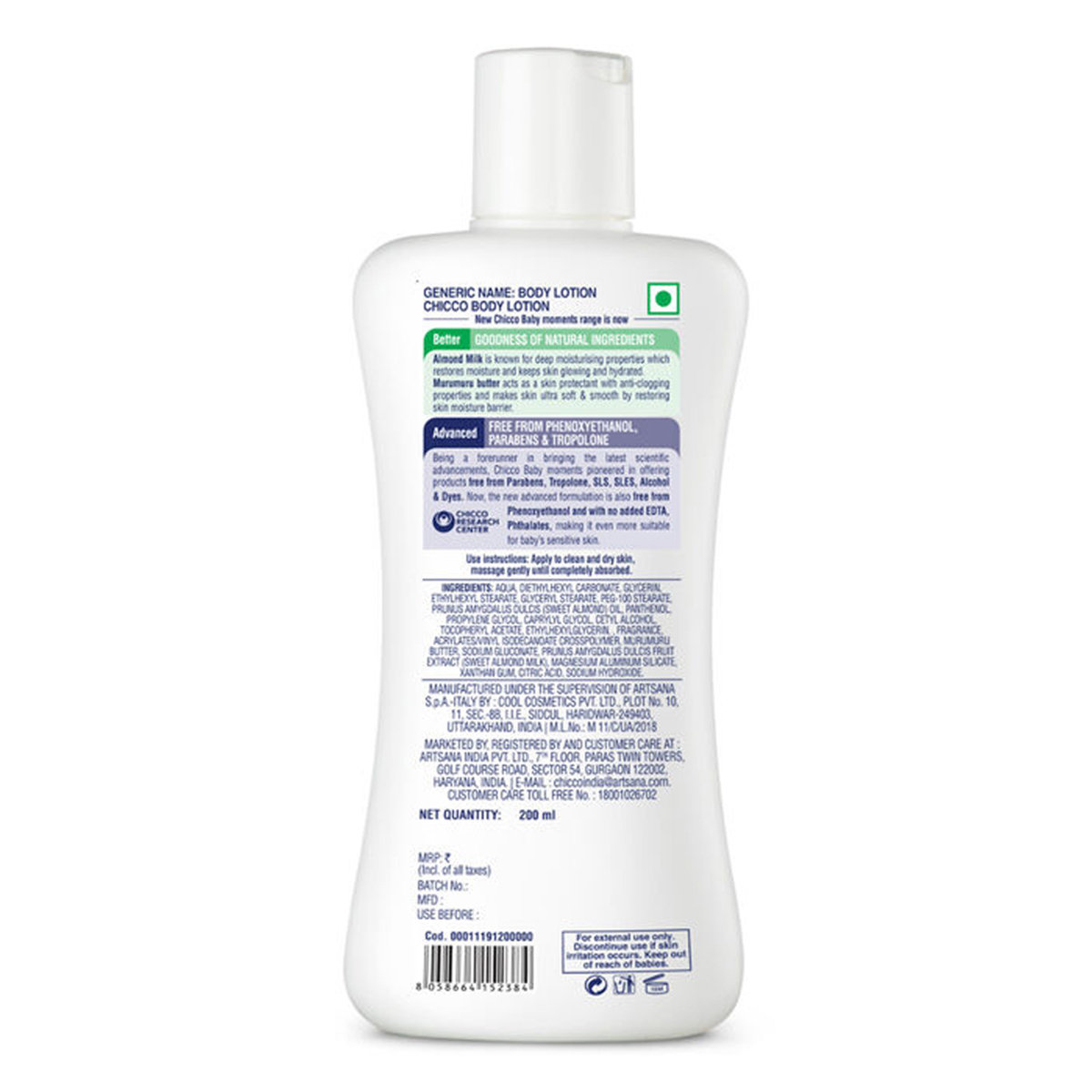 Chicco Baby Moments Body Lotion, 200 ml, Pack of 1 Chicco Baby Moments Body Lotion, 200 ml, Pack of 1