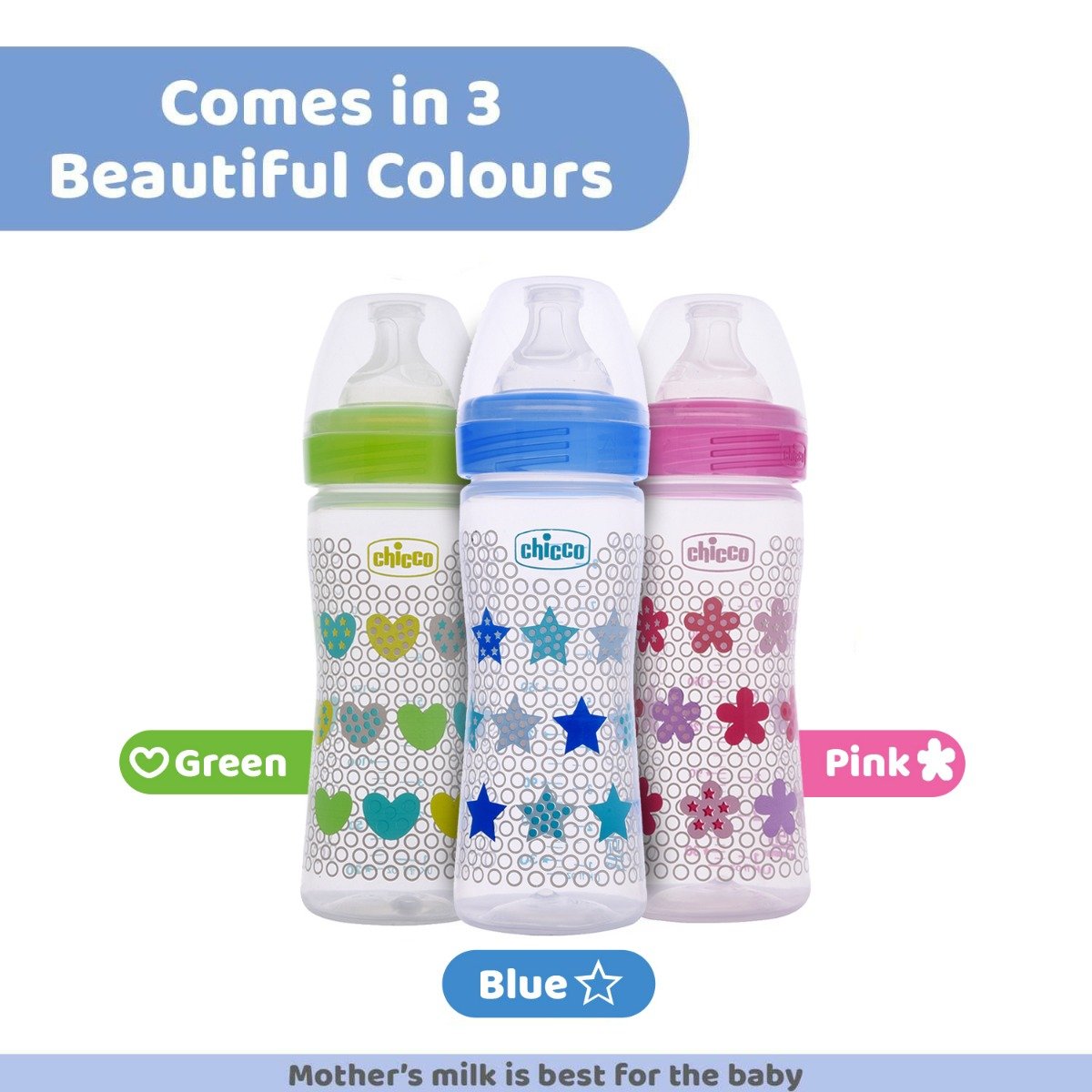 Chicco Well-Being Blue Feeding Bottle, 250 ml, Pack of 1 Chicco Well-Being Blue Feeding Bottle, 250 ml, Pack of 1