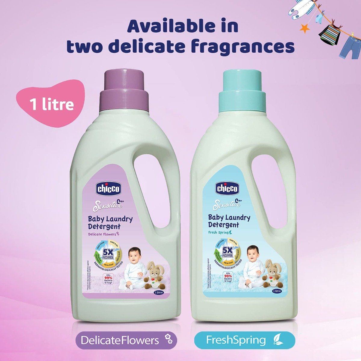 Chicco Baby Laundry Detergent Delicate Flowers Liquid, 1 Litre, Pack of 1 Chicco Baby Laundry Detergent Delicate Flowers Liquid, 1 Litre, Pack of 1