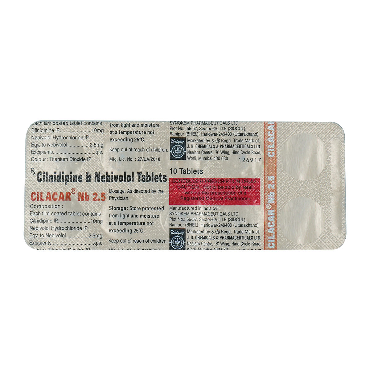 Cilacar Nb 2.5/10mg Tablet 10's, Pack of 10 TabletS Cilacar Nb 2.5/10mg Tablet 10's, Pack of 10 TabletS