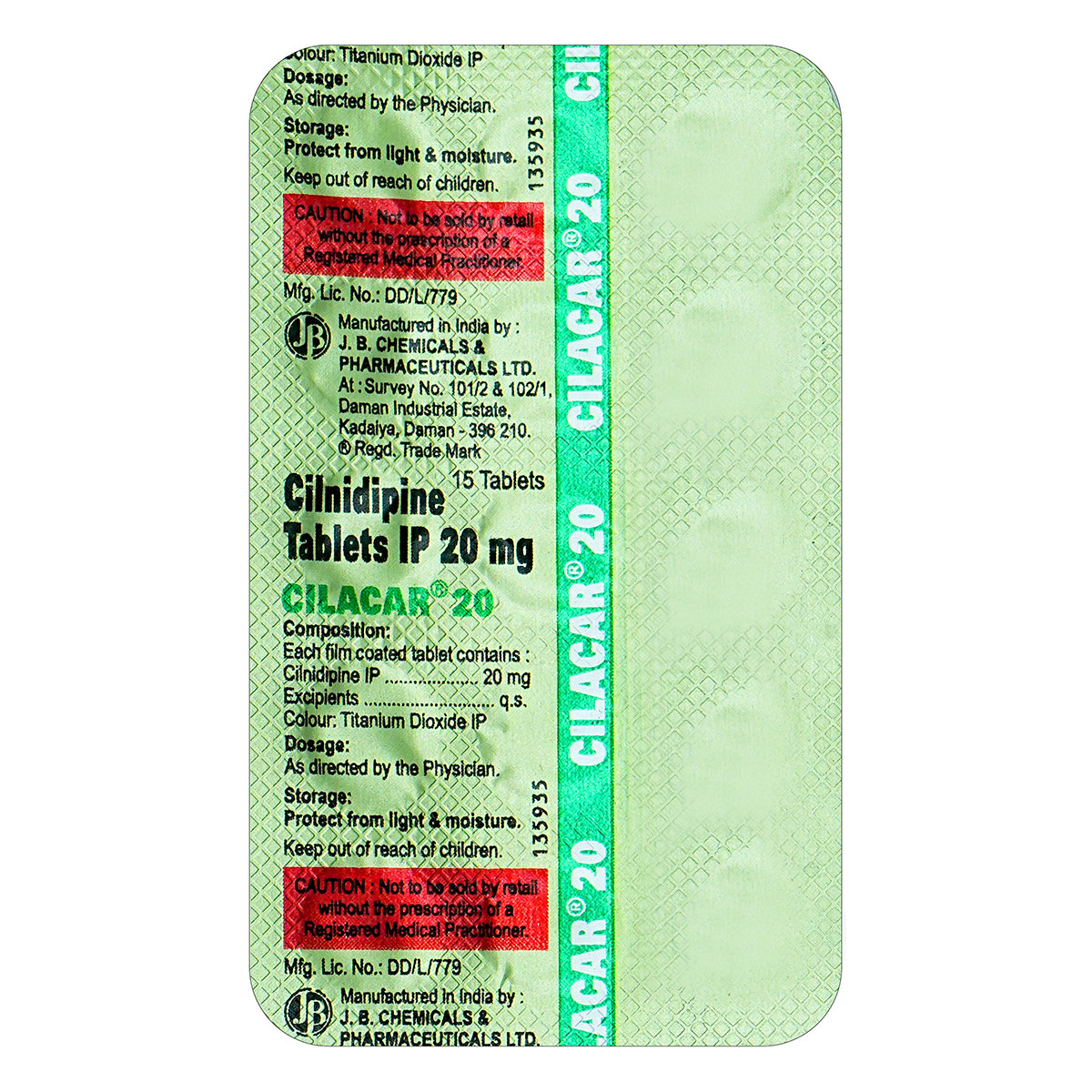 Cilacar 20 Tablet 15's, Pack of 15 TabletS Cilacar 20 Tablet 15's, Pack of 15 TabletS