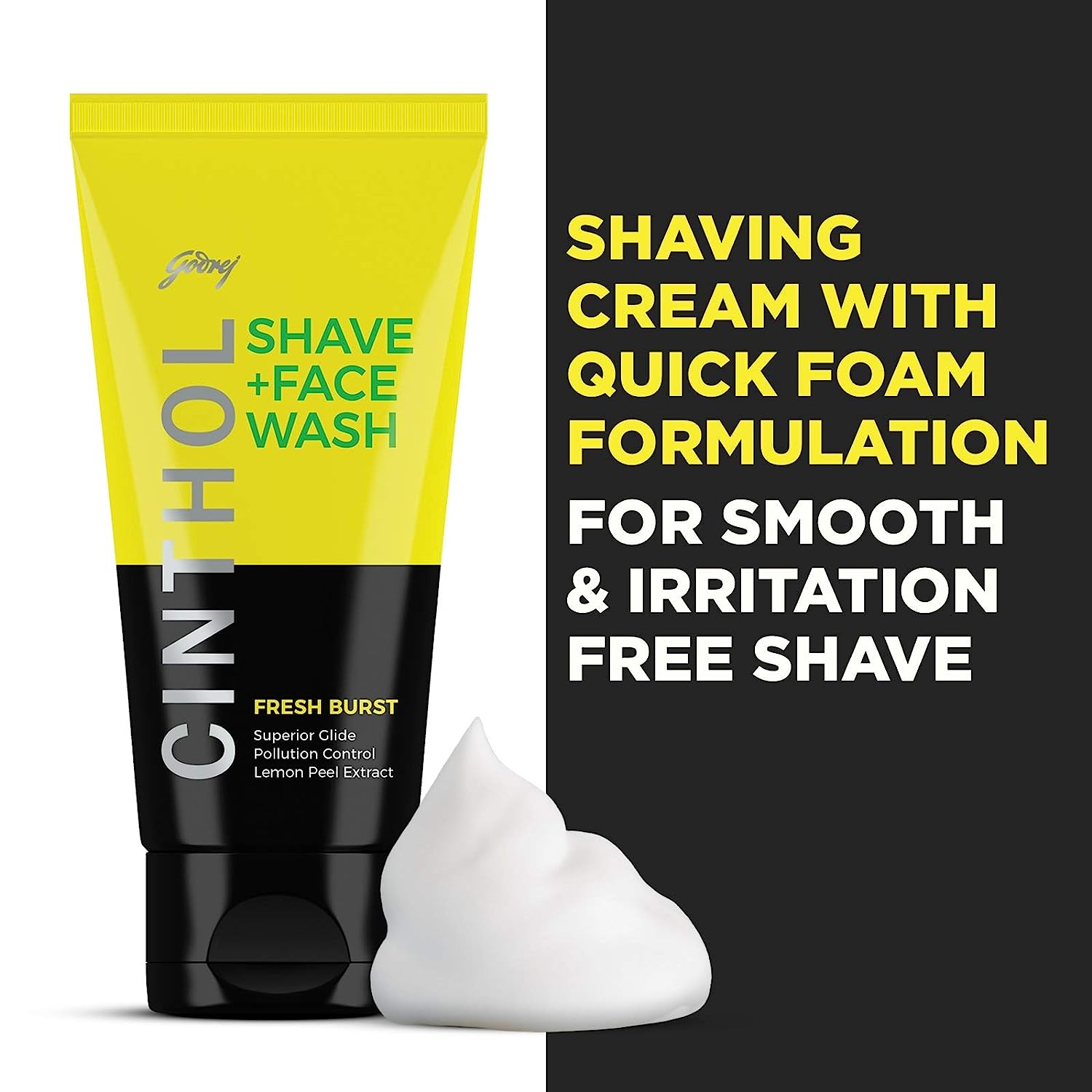 Cinthol Shave + Face Wash Fresh Burst 100 gm | Lemon Peel Extract | Removes Dark Spots | For Pollution Control | Dual Cleansing System, Pack of 1 Cinthol Shave + Face Wash Fresh Burst 100 gm | Lemon Peel Extract | Removes Dark Spots | For Pollution Control | Dual Cleansing System, Pack of 1