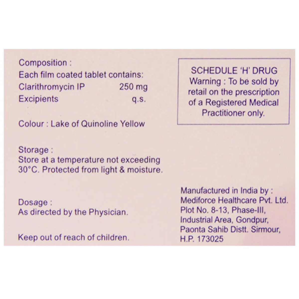 Clarinova-250 Tablet 6's, Pack of 6 TABLETS Clarinova-250 Tablet 6's, Pack of 6 TABLETS