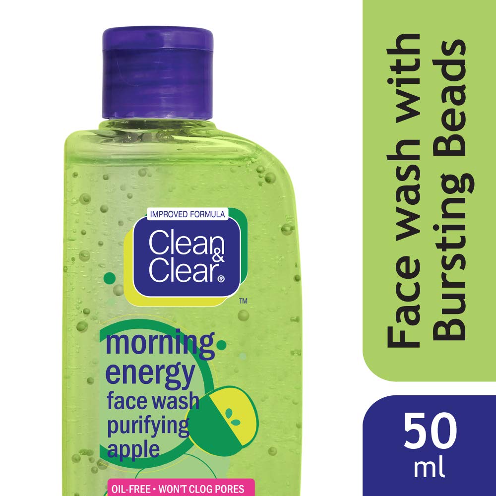 Clean & Clear Morning Energy Purifying Apple Face Wash 50 ml | Natural Apple Extract | Purifies Oily Skin | Gives Clean, Clear & Beautiful Skin, Pack of 1 Clean & Clear Morning Energy Purifying Apple Face Wash 50 ml | Natural Apple Extract | Purifies Oily Skin | Gives Clean, Clear & Beautiful Skin, Pack of 1