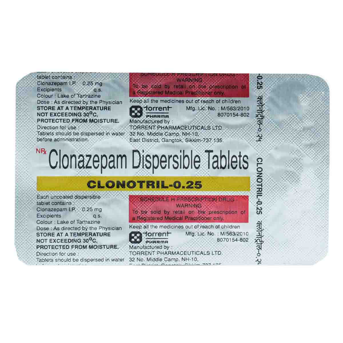 Clonotril-0.25 Tablet 15's, Pack of 15 TABLETS Clonotril-0.25 Tablet 15's, Pack of 15 TABLETS