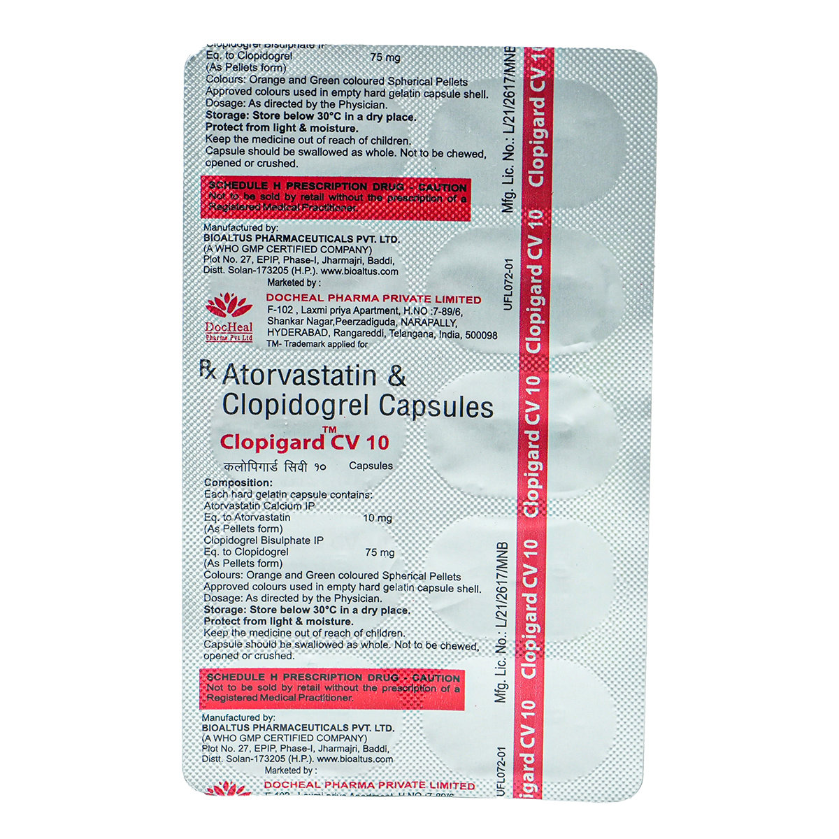Clopigard CV 10 mg/75 mg Capsule 10's, Pack of 10 CapsuleS Clopigard CV 10 mg/75 mg Capsule 10's, Pack of 10 CapsuleS