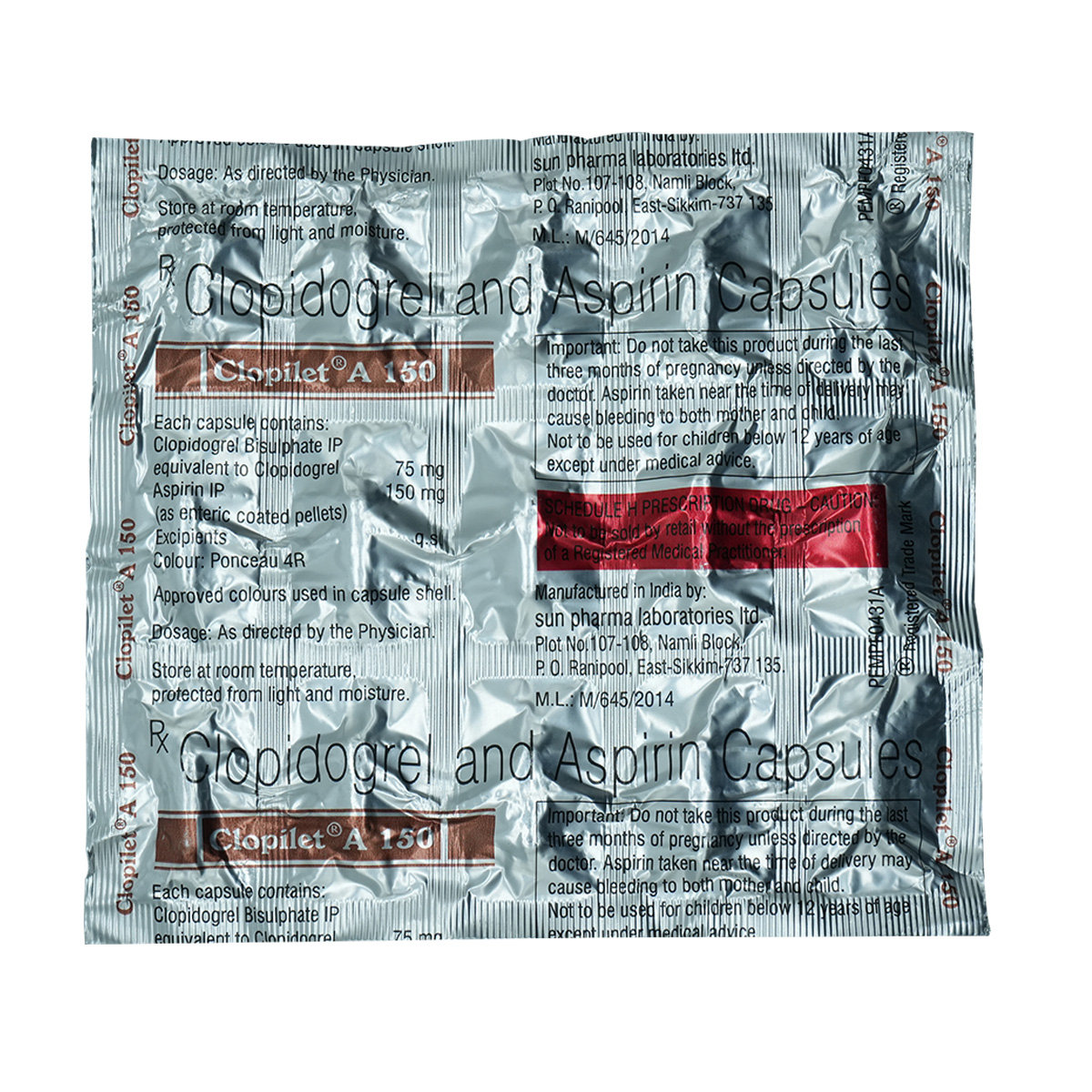 Clopilet A 150 Capsule 15's, Pack of 15 CAPSULES Clopilet A 150 Capsule 15's, Pack of 15 CAPSULES