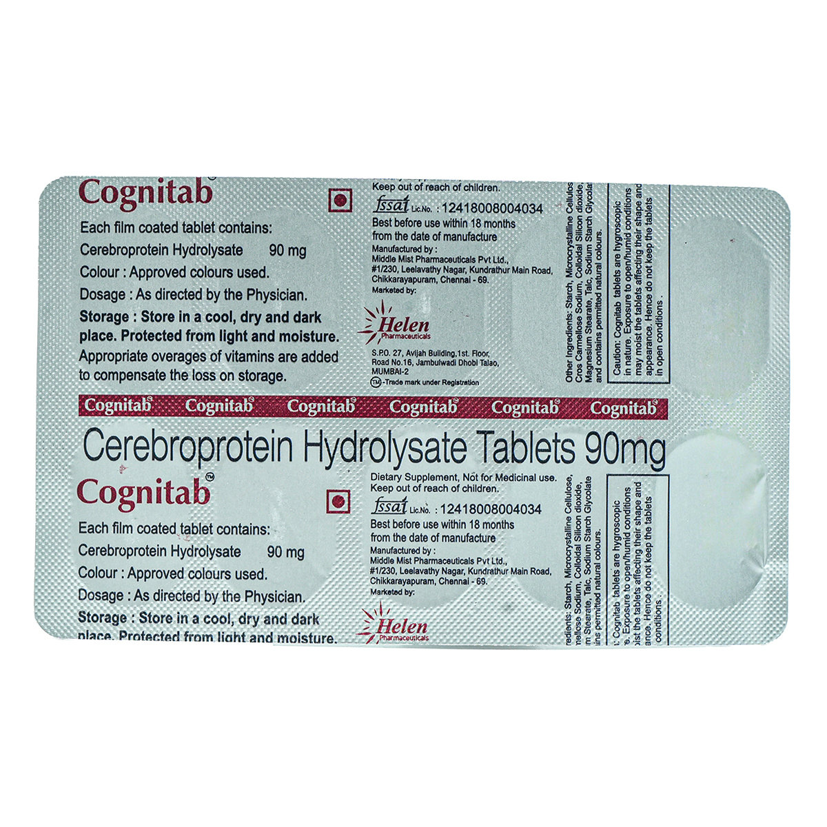 Cognitab 90 mg Tablet 10's, Pack of 10 TABLETS Cognitab 90 mg Tablet 10's, Pack of 10 TABLETS