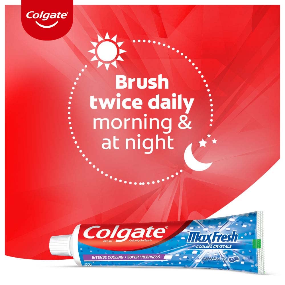 Colgate MaxFresh Cooling Crystals Blue Gel Peppermint Ice Toothpaste, 80 gm, Pack of 1 Colgate MaxFresh Cooling Crystals Blue Gel Peppermint Ice Toothpaste, 80 gm, Pack of 1