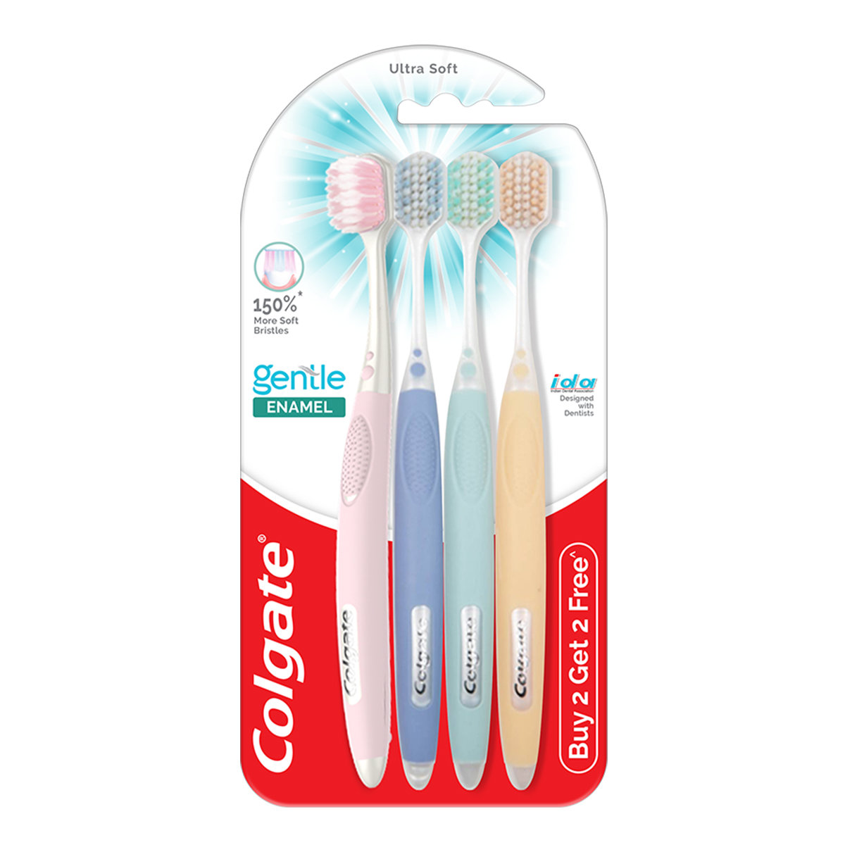 Colgate Gentle Enamel Ultra Soft Toothbrush, 4 Count (Buy 2, Get 2 Free), Pack of 1 Colgate Gentle Enamel Ultra Soft Toothbrush, 4 Count (Buy 2, Get 2 Free), Pack of 1