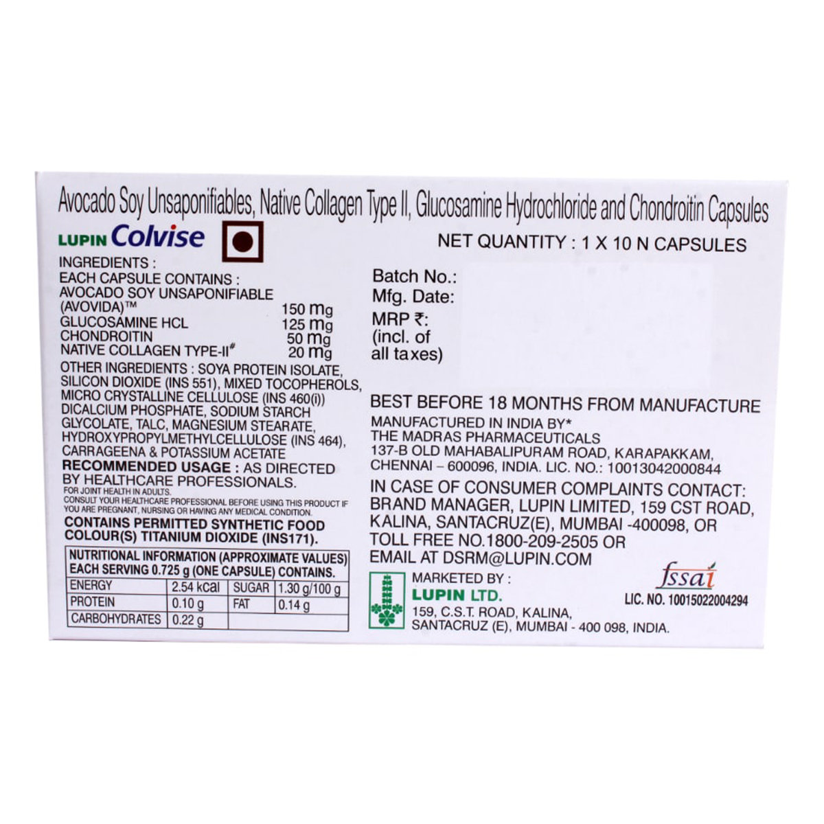 Colvise Capsule 10's, Pack of 10 CAPSULES Colvise Capsule 10's, Pack of 10 CAPSULES