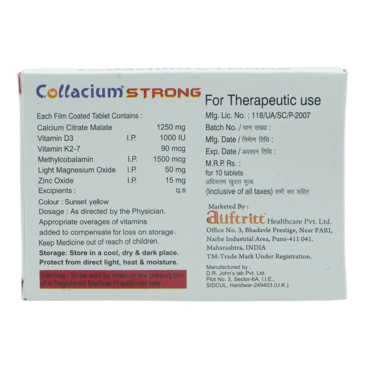 Collacium Strong Tablet 10's, Pack of 10 Collacium Strong Tablet 10's, Pack of 10