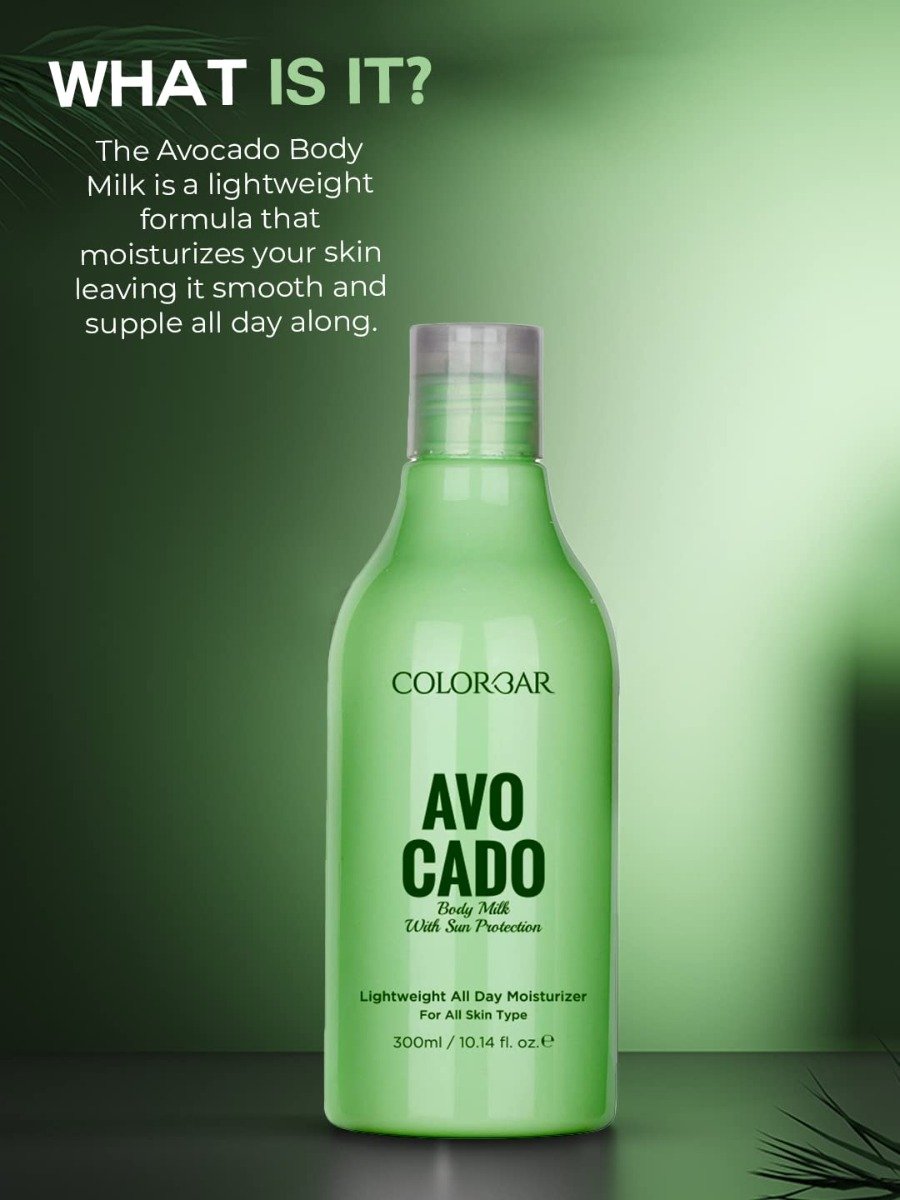 Colorbar Avocado Body Milk 300 ml | Enriched With Avocado Oil | Sun Protection | All Day Moisturization | Deep Hydration | Lightweight | For All Skin Type, Pack of 1 Colorbar Avocado Body Milk 300 ml | Enriched With Avocado Oil | Sun Protection | All Day Moisturization | Deep Hydration | Lightweight | For All Skin Type, Pack of 1