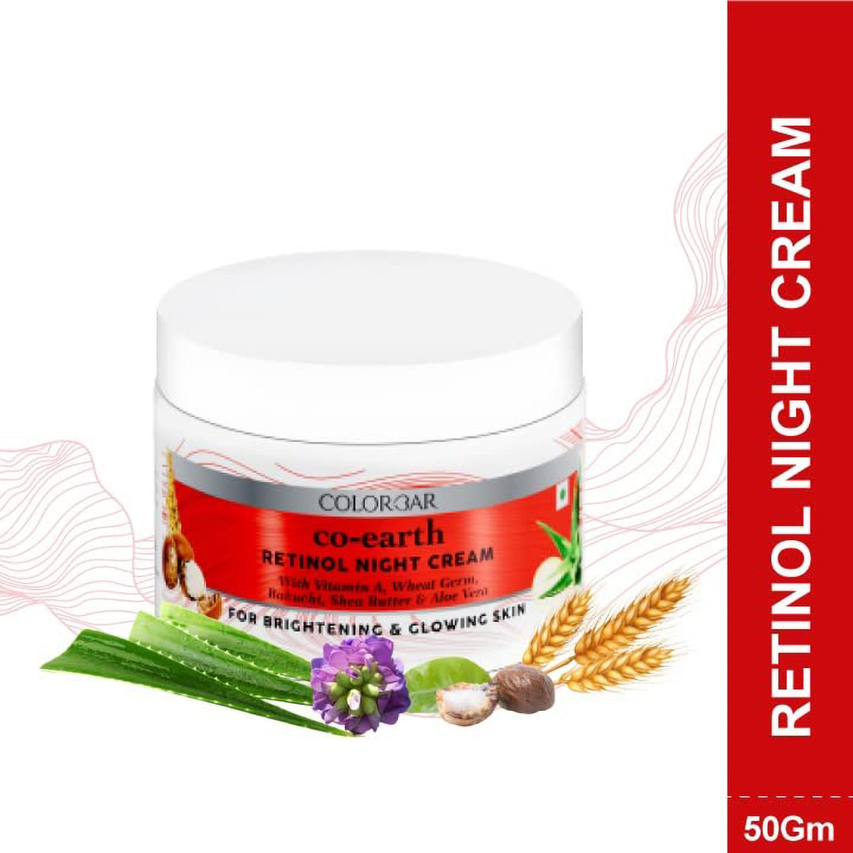 Colorbar Co-Earth Retinol Night Cream 50 gm | Vitamin A, Wheat Germ, Aloe Vera, Bakuchi & Shea Butter | Fights Finelines, Wrinkles & Age Spots | Moisturises & Hydrates Skin | For Bright & Glowing Skin, Pack of 1 Colorbar Co-Earth Retinol Night Cream 50 gm | Vitamin A, Wheat Germ, Aloe Vera, Bakuchi & Shea Butter | Fights Finelines, Wrinkles & Age Spots | Moisturises & Hydrates Skin | For Bright & Glowing Skin, Pack of 1