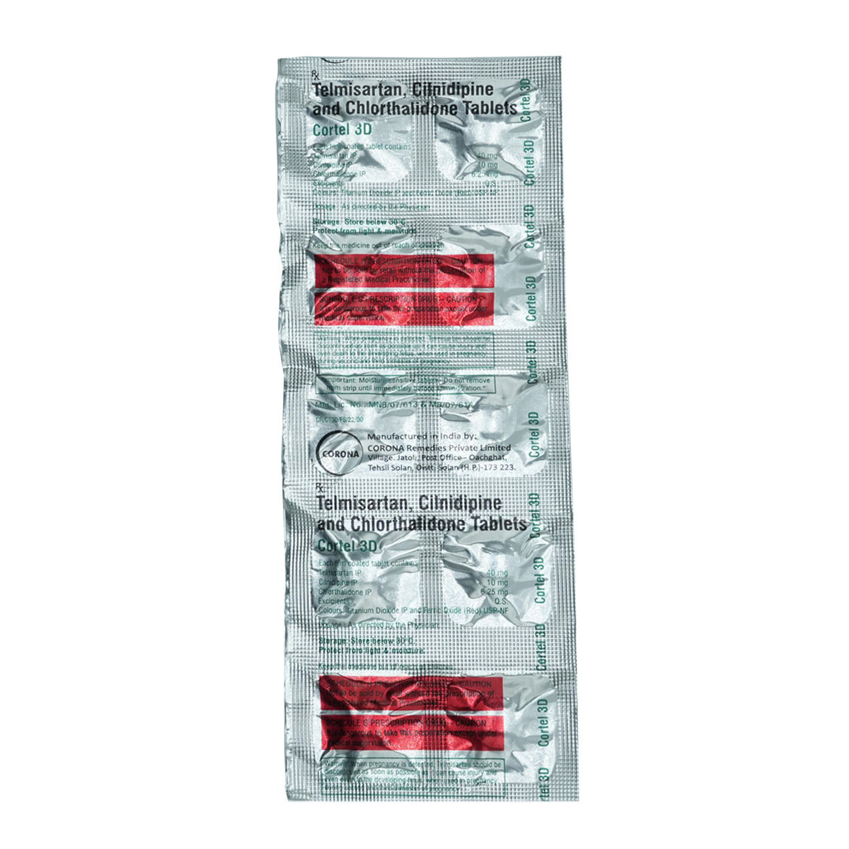 Cortel 3D 40 mg/10 mg/6.25 mg Tablet 10's, Pack of 10 TabletS Cortel 3D 40 mg/10 mg/6.25 mg Tablet 10's, Pack of 10 TabletS