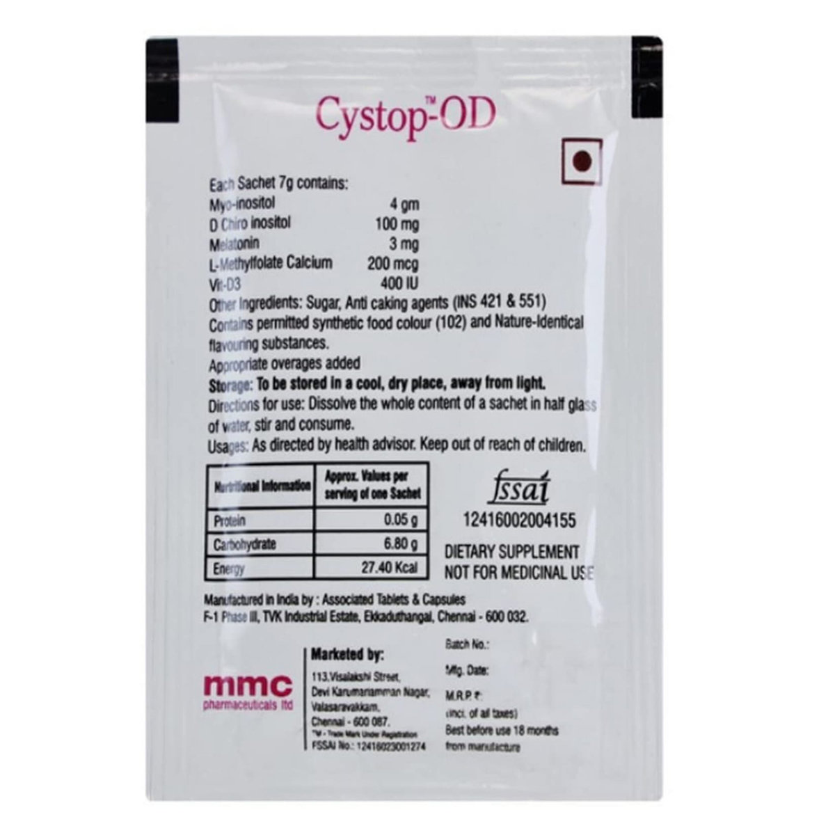 Cystop-Od Sachet 7gm, Pack of 1 Powder Cystop-Od Sachet 7gm, Pack of 1 Powder